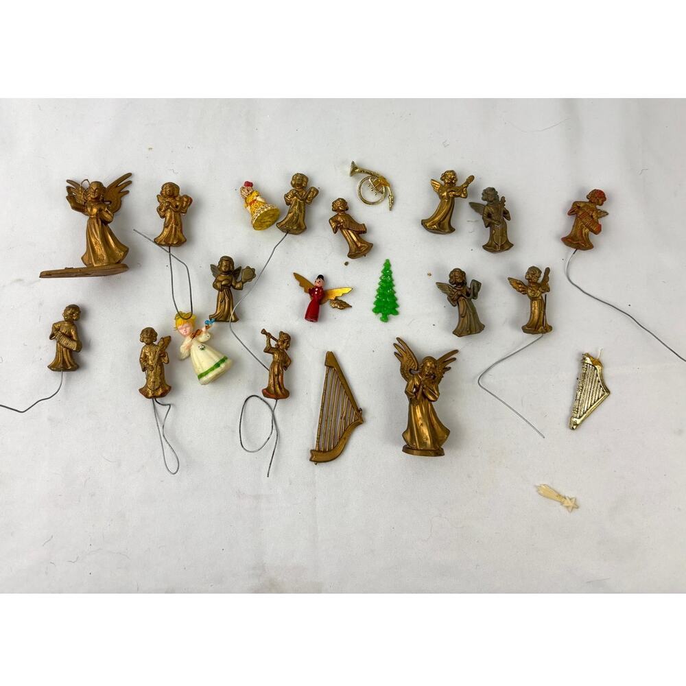 22 Pc Vintage Angel Christmas‎ Ornaments Figurines Musical Instruments Craft Set